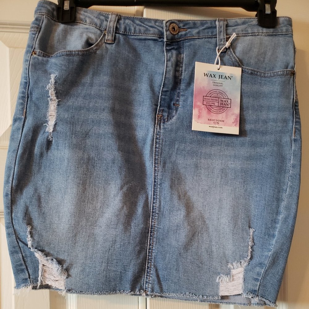 Women's WAX JEAN denim skirt size L NWT